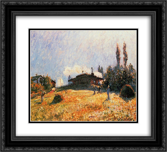 Station at Sevres 22x20 Black Ornate Wood Framed Art Print Poster with Double Matting by Sisley, Alfred