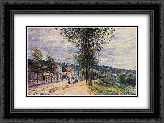 Street Entering the Village 24x18 Black Ornate Wood Framed Art Print Poster with Double Matting by Sisley, Alfred