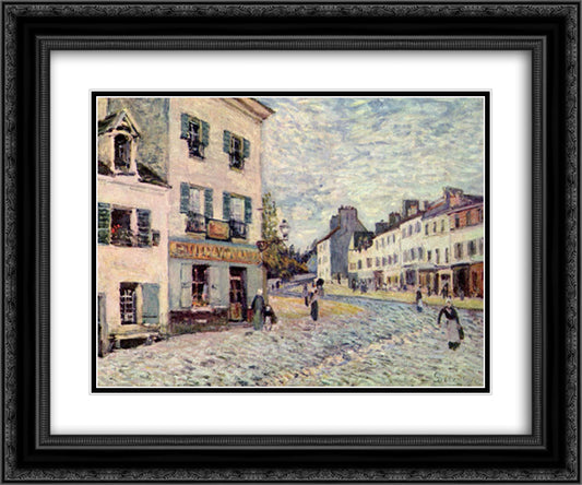 Street in Marly 24x20 Black Ornate Wood Framed Art Print Poster with Double Matting by Sisley, Alfred