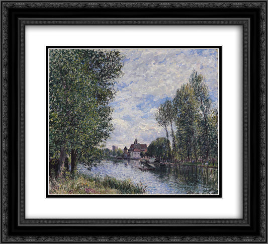 Summer in Moret 22x20 Black Ornate Wood Framed Art Print Poster with Double Matting by Sisley, Alfred