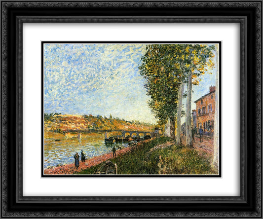 Sunrise at Saint Mammes 24x20 Black Ornate Wood Framed Art Print Poster with Double Matting by Sisley, Alfred