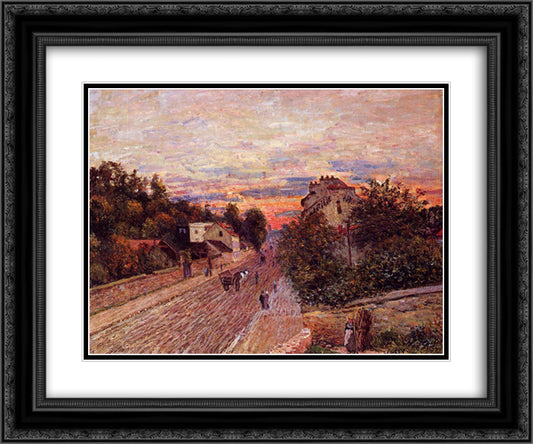 Sunset at Port Marly 24x20 Black Ornate Wood Framed Art Print Poster with Double Matting by Sisley, Alfred