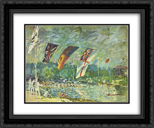 The regattas Moseley 24x20 Black Ornate Wood Framed Art Print Poster with Double Matting by Sisley, Alfred
