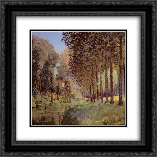 The rest beside d`un Creek 20x20 Black Ornate Wood Framed Art Print Poster with Double Matting by Sisley, Alfred