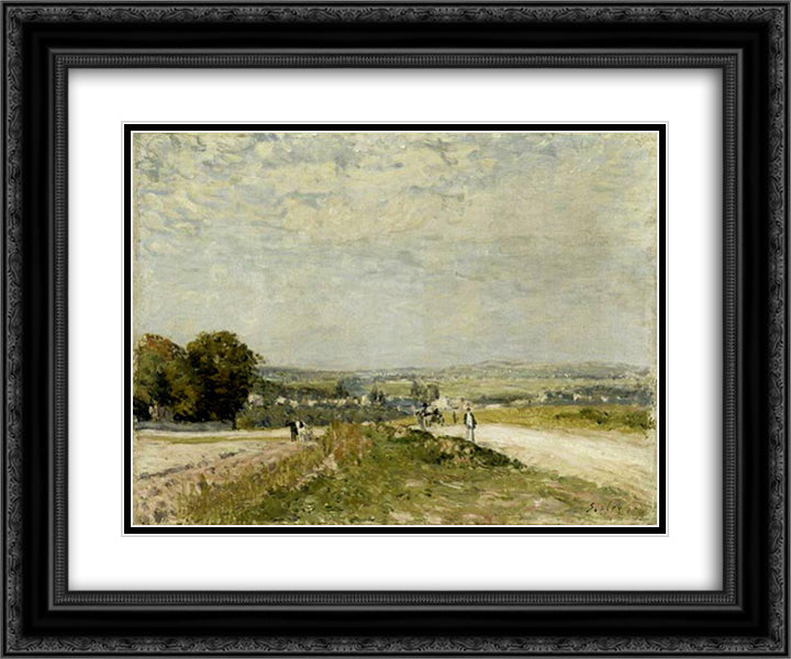 The Road to Louveciennes Montbuisson 24x20 Black Ornate Wood Framed Art Print Poster with Double Matting by Sisley, Alfred