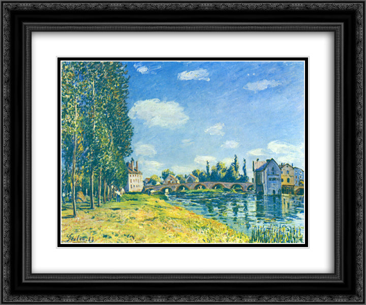 The straw Rent 24x20 Black Ornate Wood Framed Art Print Poster with Double Matting by Sisley, Alfred