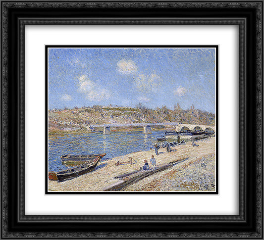 The Beach at Saint Mammes 22x20 Black Ornate Wood Framed Art Print Poster with Double Matting by Sisley, Alfred