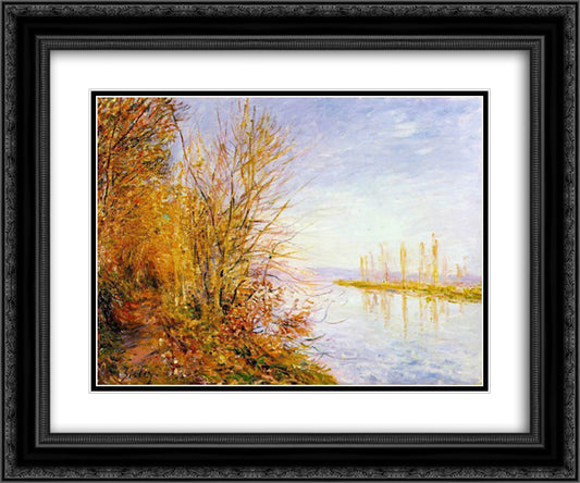 The Chemin de By through Woods at Rouches Courtaut, St. Martin s, Summer 24x20 Black Ornate Wood Framed Art Print Poster with Double Matting by Sisley, Alfred