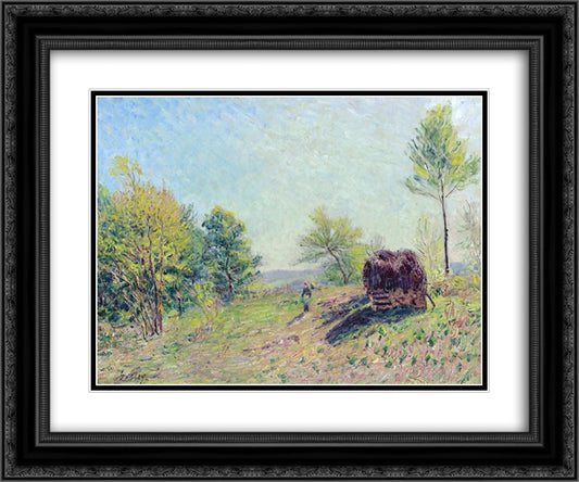 The Edge of the Forest 24x20 Black Ornate Wood Framed Art Print Poster with Double Matting by Sisley, Alfred