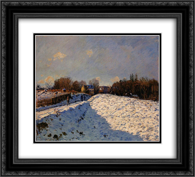 The Effect of Snow at Argenteuil 22x20 Black Ornate Wood Framed Art Print Poster with Double Matting by Sisley, Alfred