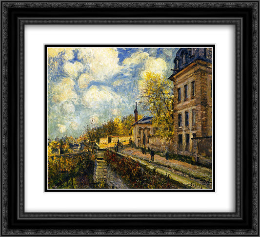 The Factory at Sevres 22x20 Black Ornate Wood Framed Art Print Poster with Double Matting by Sisley, Alfred