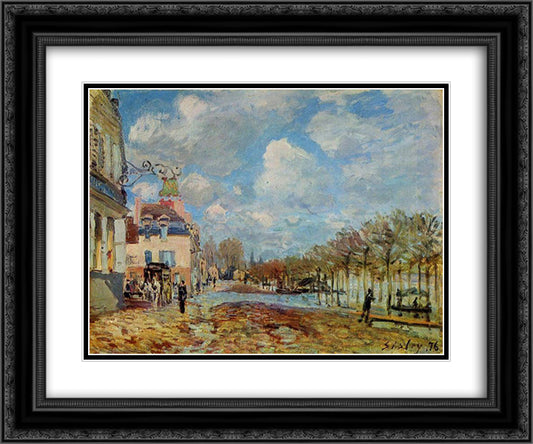 The Flood at Port Marly 24x20 Black Ornate Wood Framed Art Print Poster with Double Matting by Sisley, Alfred