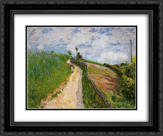 The Hill Path, Ville d Avray 24x20 Black Ornate Wood Framed Art Print Poster with Double Matting by Sisley, Alfred