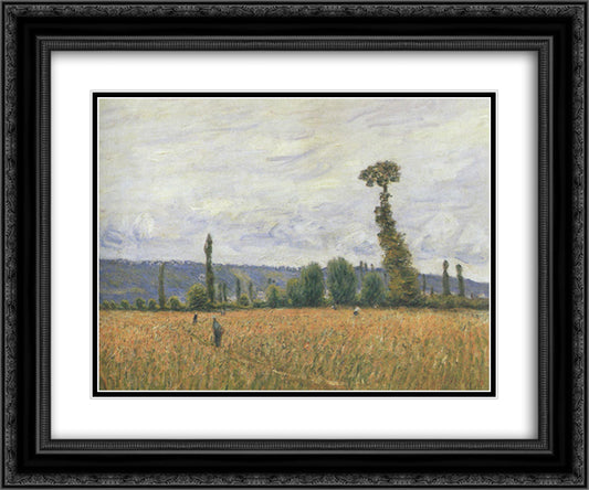 The Hills of La Bouille 24x20 Black Ornate Wood Framed Art Print Poster with Double Matting by Sisley, Alfred