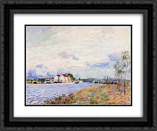 The Mouth of the Loing at Saint Mammes 24x20 Black Ornate Wood Framed Art Print Poster with Double Matting by Sisley, Alfred