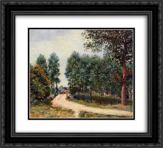 The Path from Saint Mammes, Morning 22x20 Black Ornate Wood Framed Art Print Poster with Double Matting by Sisley, Alfred