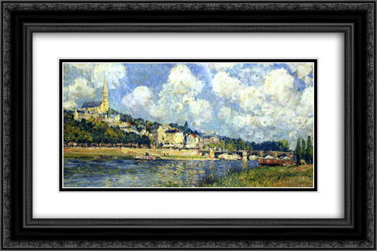 The River at Saint Cloud 24x16 Black Ornate Wood Framed Art Print Poster with Double Matting by Sisley, Alfred