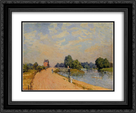 The Road from Hampton Court 24x20 Black Ornate Wood Framed Art Print Poster with Double Matting by Sisley, Alfred