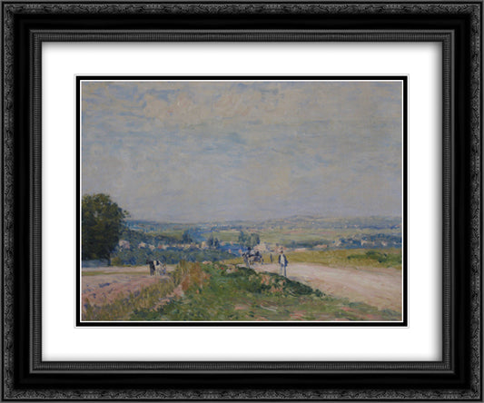 The Road to Louveciennes Montbuisson 24x20 Black Ornate Wood Framed Art Print Poster with Double Matting by Sisley, Alfred