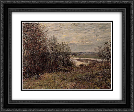 The Roches Courtaut Wood, near By 24x20 Black Ornate Wood Framed Art Print Poster with Double Matting by Sisley, Alfred