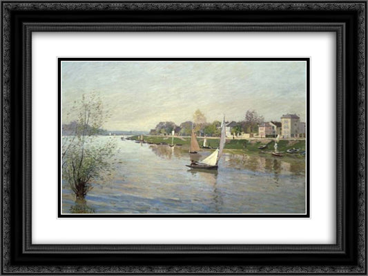 The Seine at Argenteuil 24x18 Black Ornate Wood Framed Art Print Poster with Double Matting by Sisley, Alfred