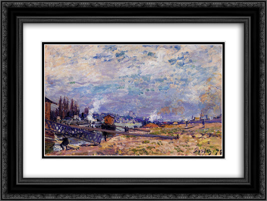 The Seine at Grenelle 24x18 Black Ornate Wood Framed Art Print Poster with Double Matting by Sisley, Alfred
