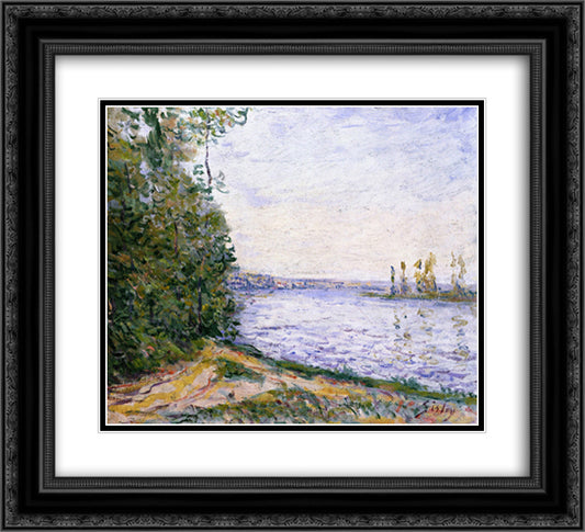The Seine near By 22x20 Black Ornate Wood Framed Art Print Poster with Double Matting by Sisley, Alfred