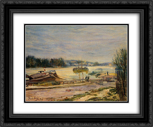 The Seine near Saint Cloud, High Water 24x20 Black Ornate Wood Framed Art Print Poster with Double Matting by Sisley, Alfred