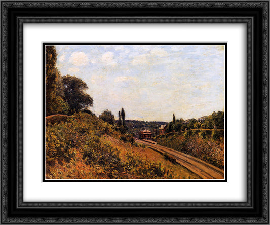 The Station at Sevres 24x20 Black Ornate Wood Framed Art Print Poster with Double Matting by Sisley, Alfred