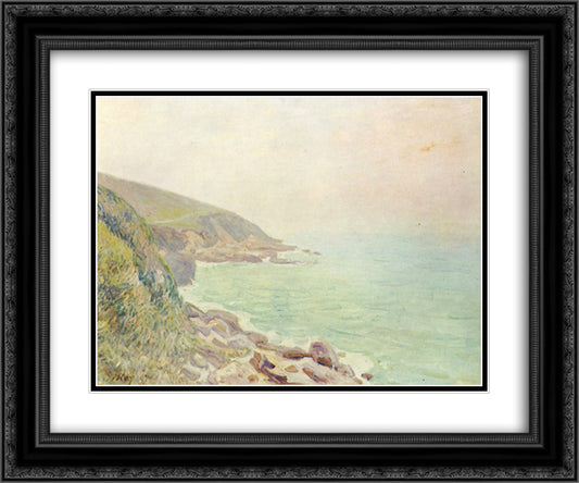 Welsh Coast in the fog 24x20 Black Ornate Wood Framed Art Print Poster with Double Matting by Sisley, Alfred