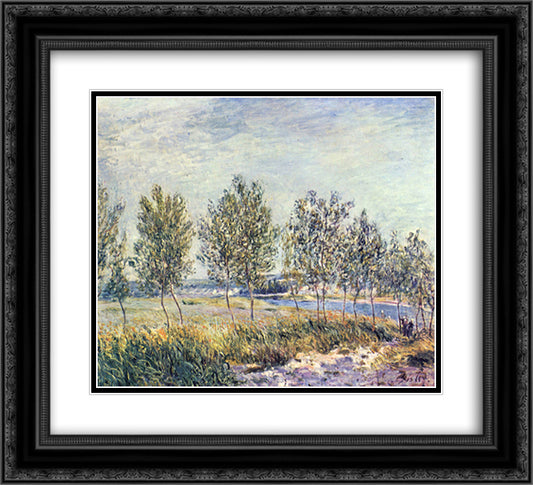 Wiese By 22x20 Black Ornate Wood Framed Art Print Poster with Double Matting by Sisley, Alfred