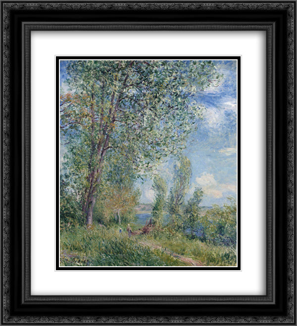 Windy Afternoon in May 20x22 Black Ornate Wood Framed Art Print Poster with Double Matting by Sisley, Alfred