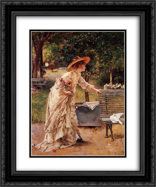 Afternoon in the Park 20x24 Black Ornate Wood Framed Art Print Poster with Double Matting by Stevens, Alfred