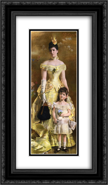 Baroness de Bonhome 14x24 Black Ornate Wood Framed Art Print Poster with Double Matting by Stevens, Alfred