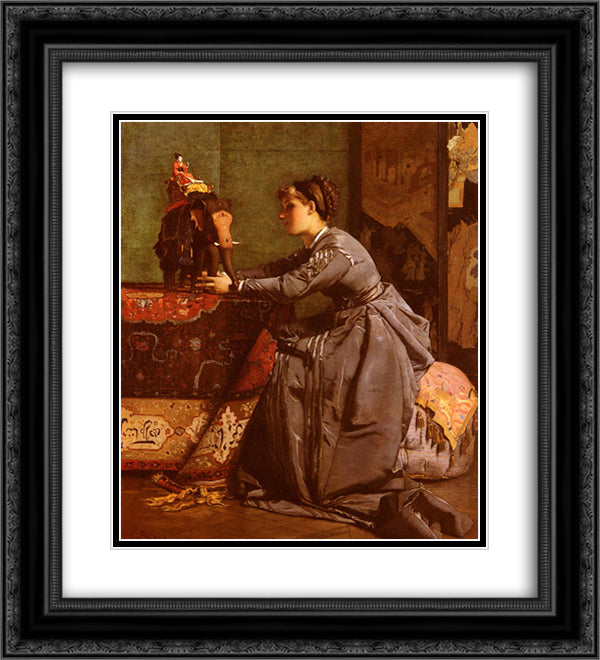 India In Paris 20x22 Black Ornate Wood Framed Art Print Poster with Double Matting by Stevens, Alfred