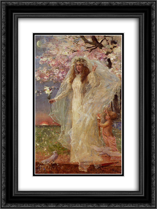 Love and marriage 18x24 Black Ornate Wood Framed Art Print Poster with Double Matting by Stevens, Alfred