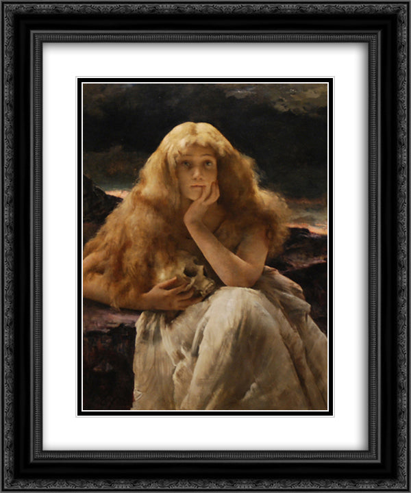 Maria Magdalena 20x24 Black Ornate Wood Framed Art Print Poster with Double Matting by Stevens, Alfred