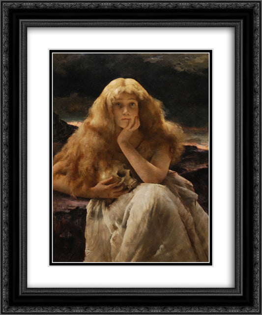 Maria Magdalena 20x24 Black Ornate Wood Framed Art Print Poster with Double Matting by Stevens, Alfred