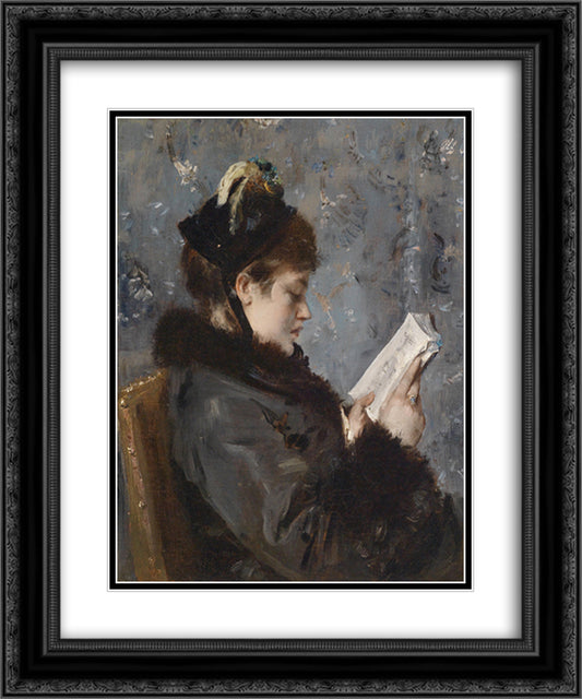 Portrait of a young lady 20x24 Black Ornate Wood Framed Art Print Poster with Double Matting by Stevens, Alfred