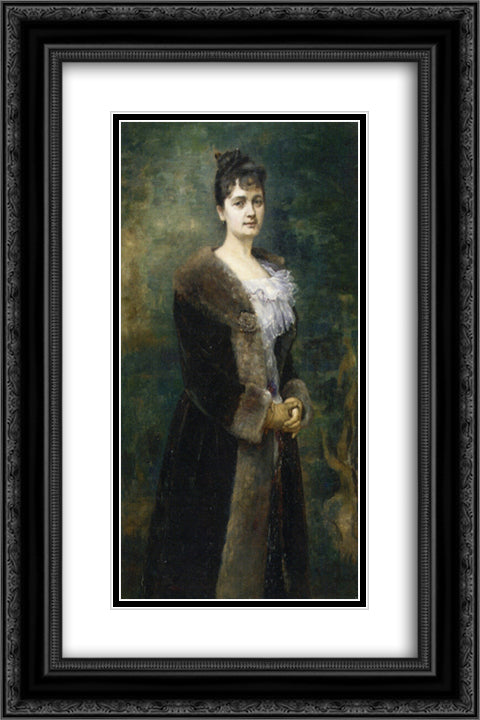 Portrait of M. L. Bion 16x24 Black Ornate Wood Framed Art Print Poster with Double Matting by Stevens, Alfred