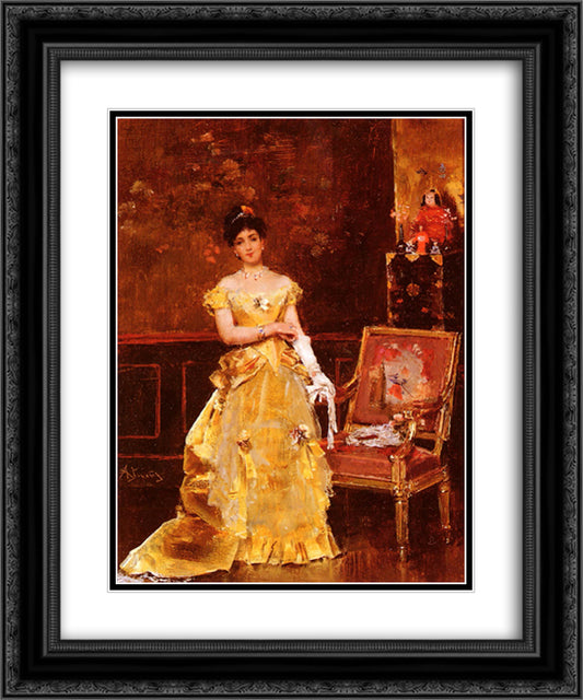 Preparing For The Ball 20x24 Black Ornate Wood Framed Art Print Poster with Double Matting by Stevens, Alfred