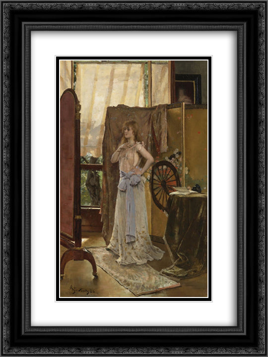 Study of the Role 18x24 Black Ornate Wood Framed Art Print Poster with Double Matting by Stevens, Alfred