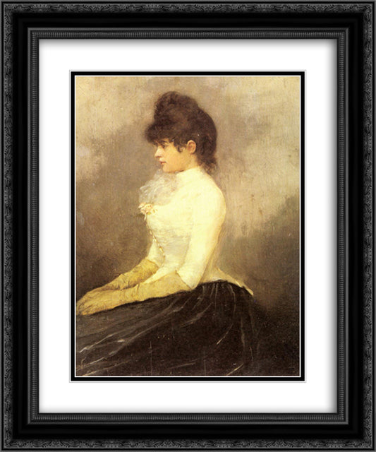 The Baroness von Munchhausen 20x24 Black Ornate Wood Framed Art Print Poster with Double Matting by Stevens, Alfred