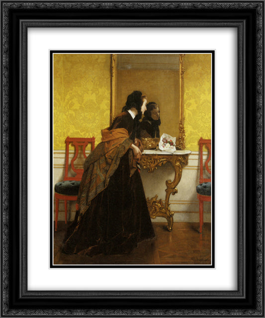 The Bouquet 20x24 Black Ornate Wood Framed Art Print Poster with Double Matting by Stevens, Alfred