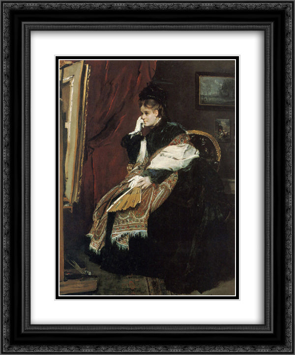 The Dolour Certainty 20x24 Black Ornate Wood Framed Art Print Poster with Double Matting by Stevens, Alfred