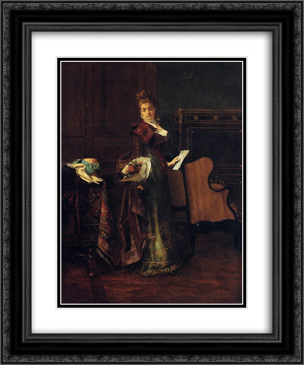 The Love Letter 20x24 Black Ornate Wood Framed Art Print Poster with Double Matting by Stevens, Alfred