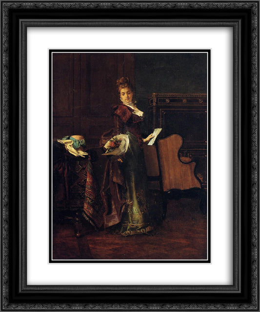 The Love Letter 20x24 Black Ornate Wood Framed Art Print Poster with Double Matting by Stevens, Alfred