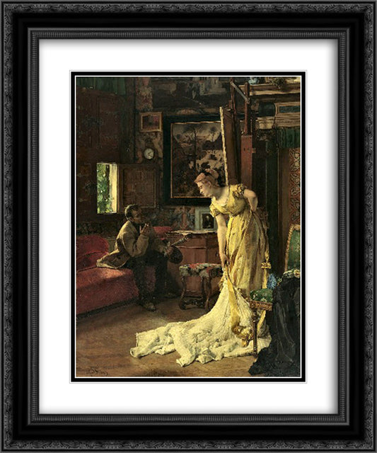 The Studio 20x24 Black Ornate Wood Framed Art Print Poster with Double Matting by Stevens, Alfred