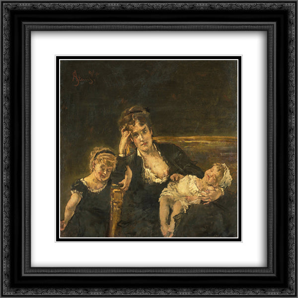 The widow 20x20 Black Ornate Wood Framed Art Print Poster with Double Matting by Stevens, Alfred