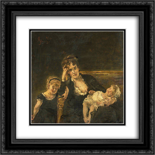 The widow 20x20 Black Ornate Wood Framed Art Print Poster with Double Matting by Stevens, Alfred